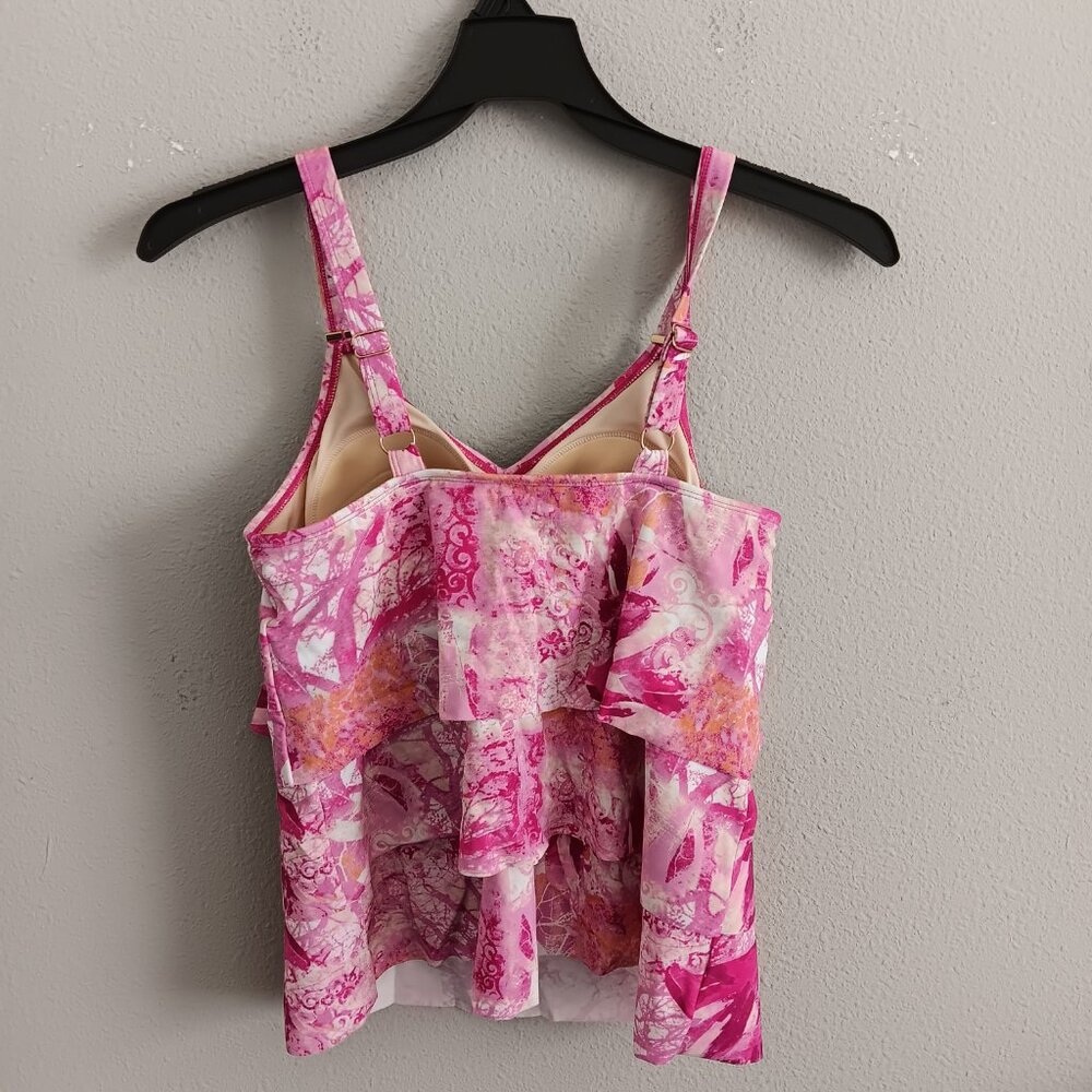 Susan Graver 3-pcs Soleil Tiered Tankini w/ Skirt & Brief ,Berry Sz a685176 - Picture 5 of 8